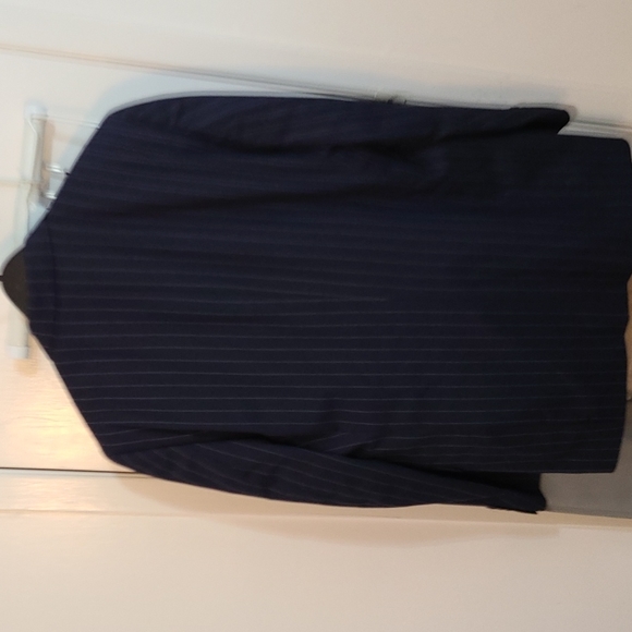 Victor International Suit Navy Blue with White Pinstripes - Picture 3 of 12